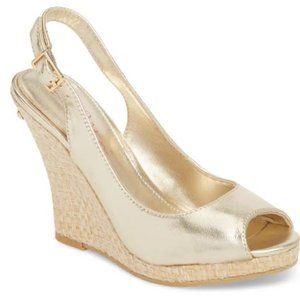 Lilly Pulitzer Gold Kristin Wedges - Size 7.5